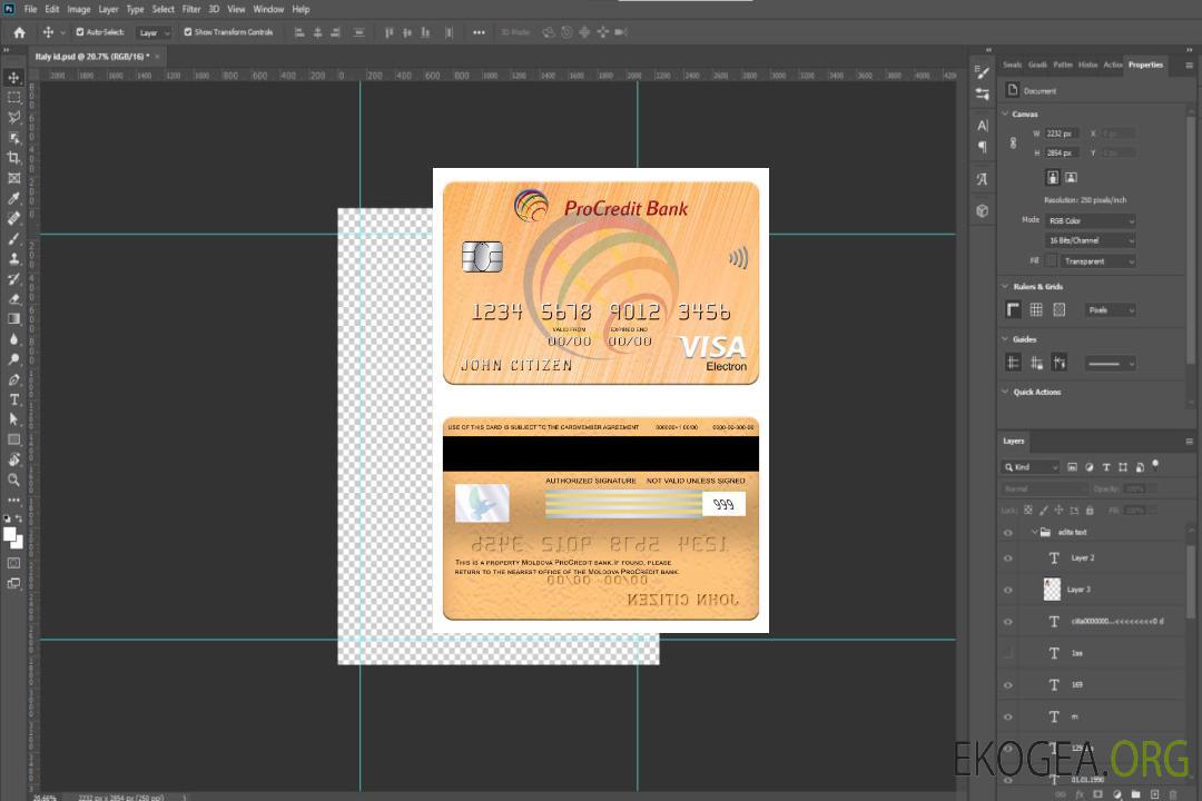 Carte électronique visa ProCredit Bank de Moldavie template Carte électronique visa ProCredit Bank de Moldavie template